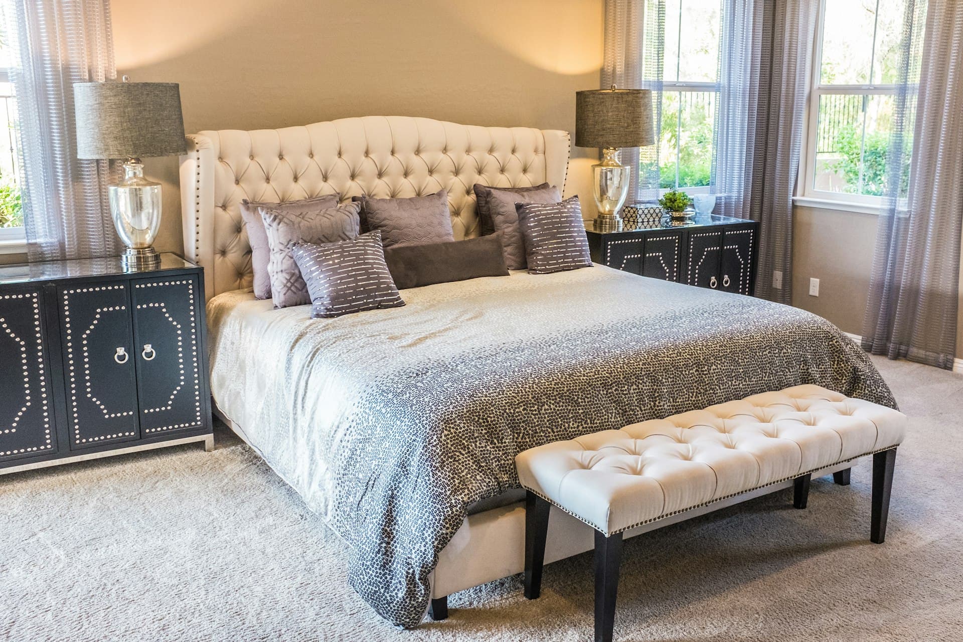 Luxurious bedroom with comfortable discount mattress in Philadelphia